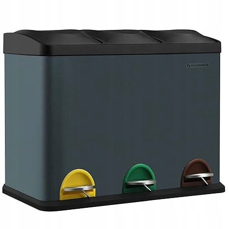3-KOMOROVÝ Odpadkový Kôš Na Segregáciu S Vnútornými Vedierkami, Objem 45 Litrov