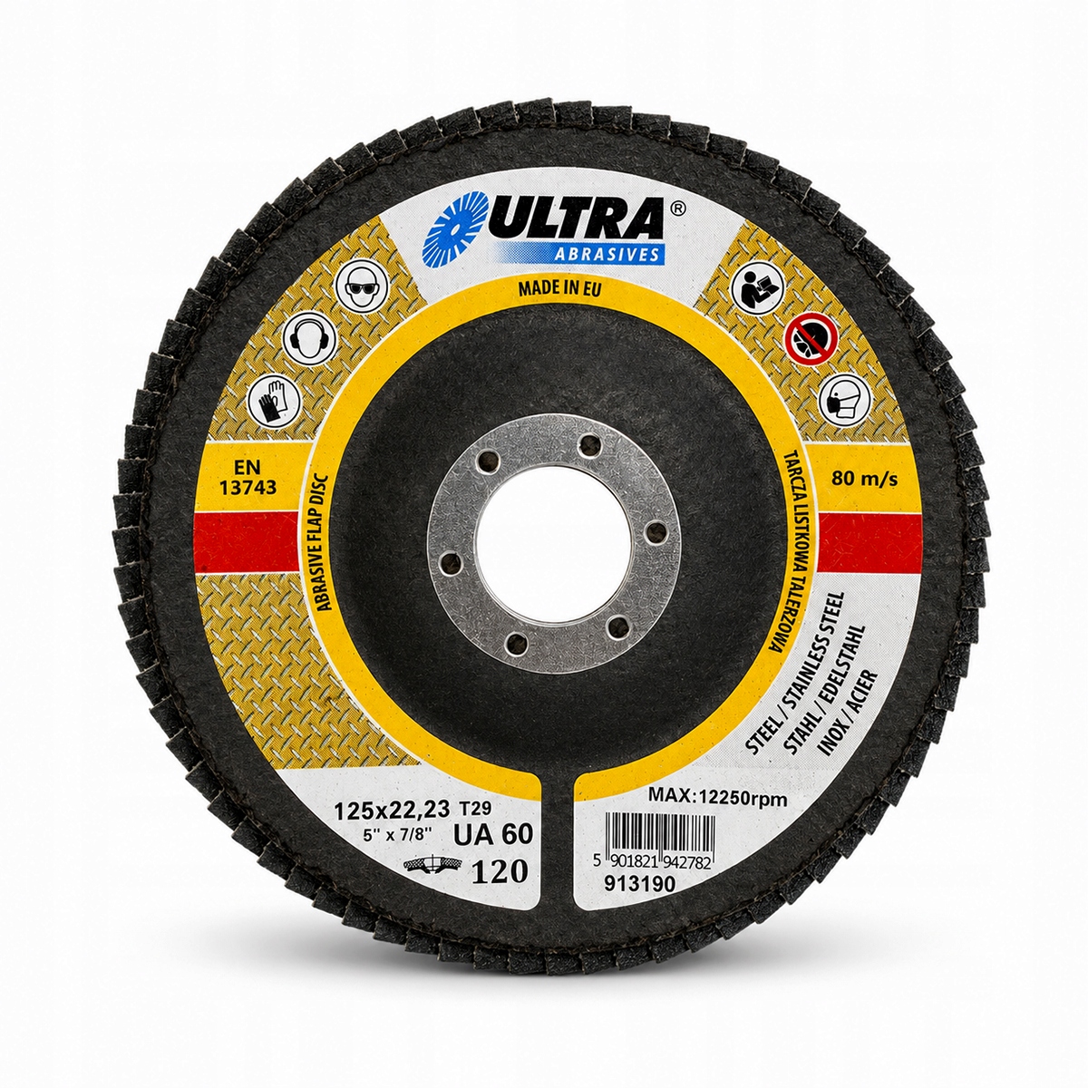 Ściernica listkowa 125 mm P120 korundowa do metalu drewna szpachli rdzy