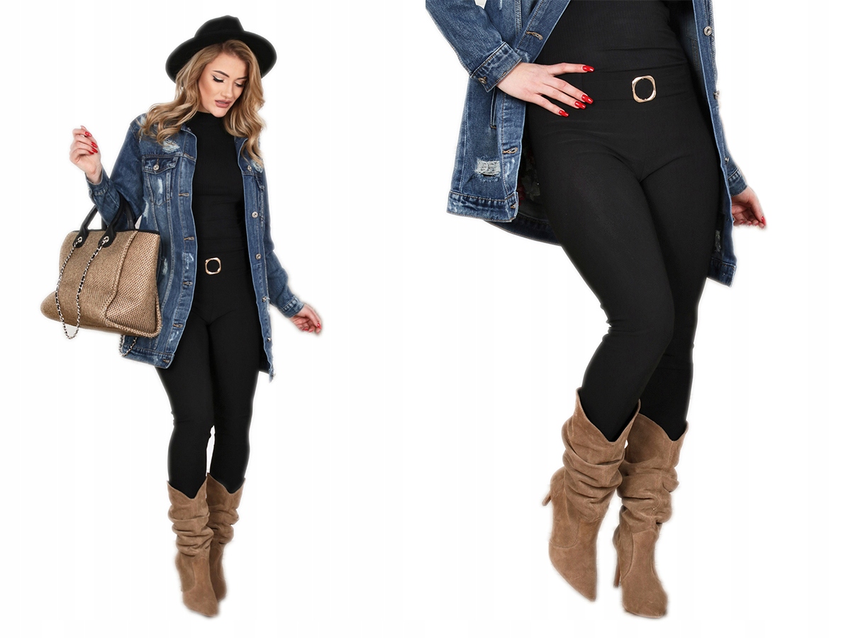 

Spodnie Getry Legginsy Klamra Czarne 38 M 2122