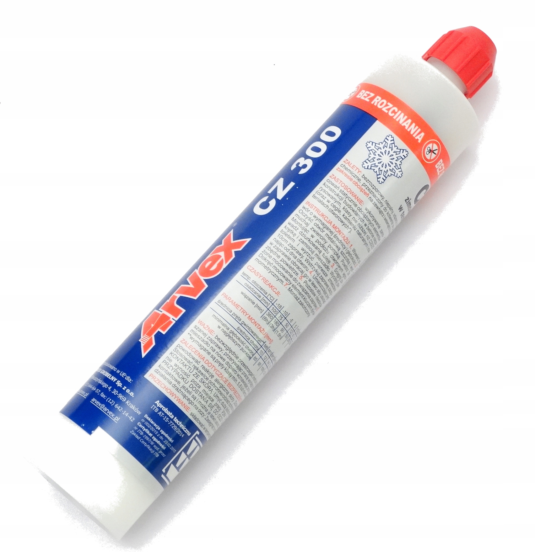 Kotwa chemiczna klej żywica ARVEX CZ300 zimowa -18 Pojemność 300 ml