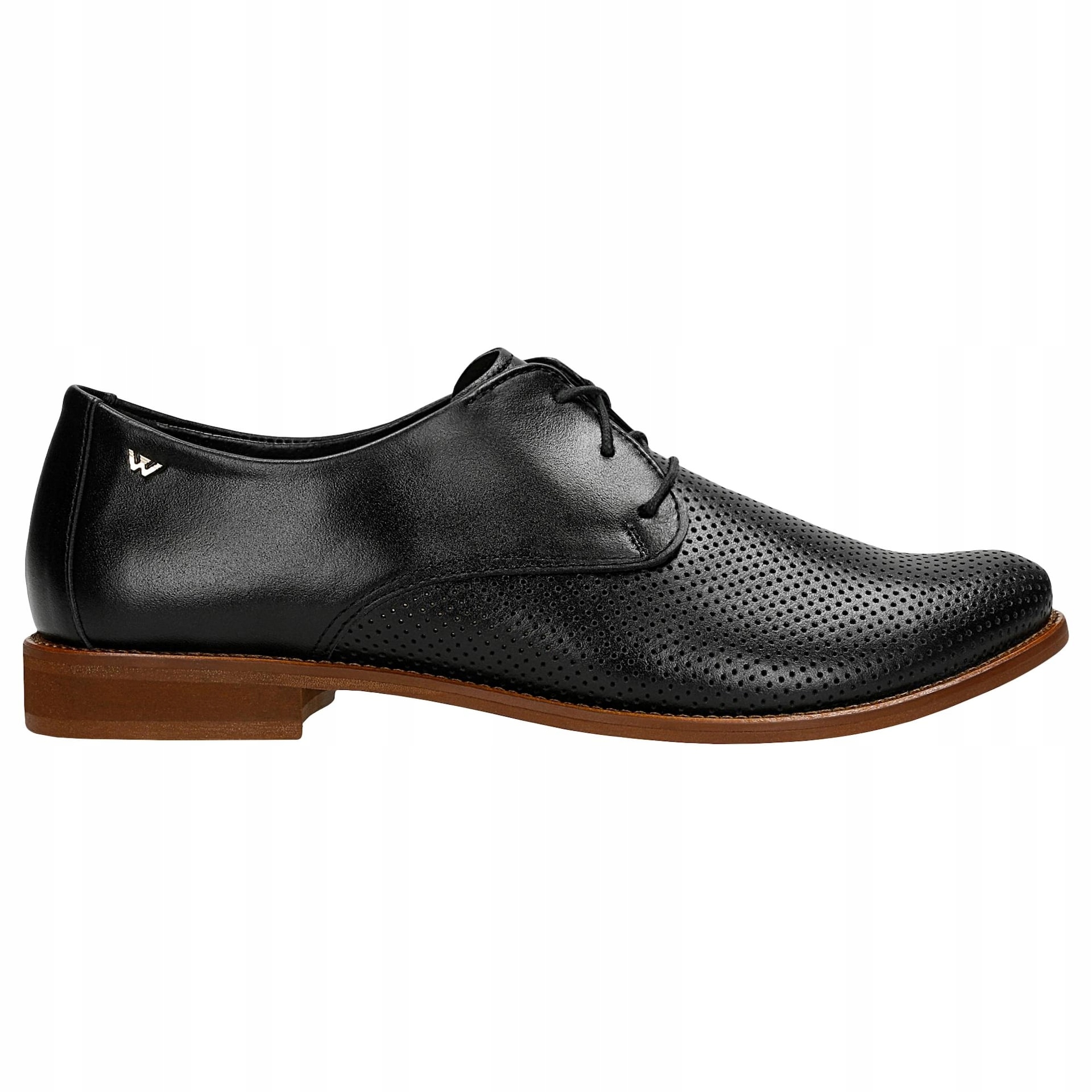 Černé elegantní dámské oxfordky s perforovanou kůží, velikost vel.