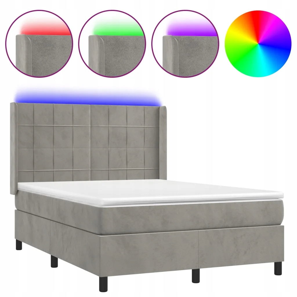 Kontinentální postel s matrací a Led, šedá 140x2