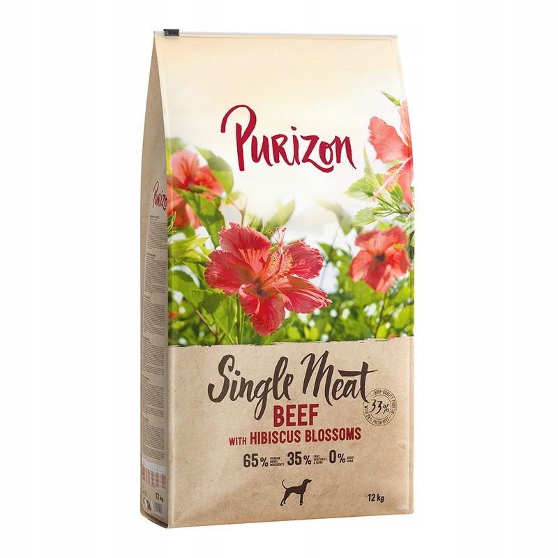 Suché krmivo pro psy Purizon Single Meat, hovězí maso s květy ibišku, 12 kg
