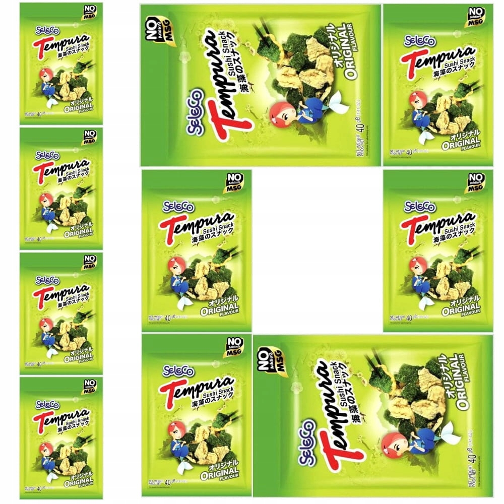 10x Chrupiące Snacki Prażynki Glony Nori Original w Tempurze Cieście 40g