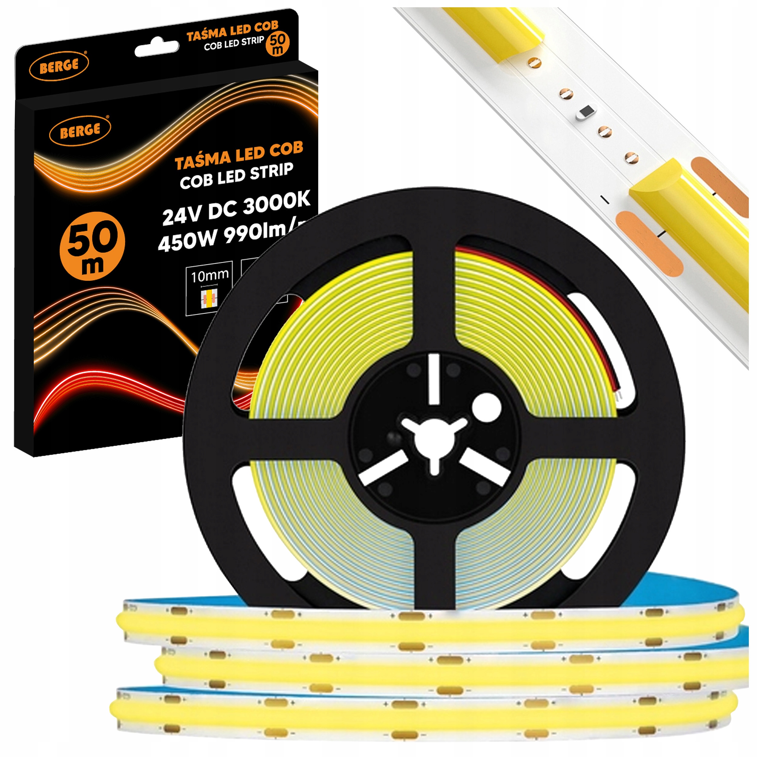 Led pásik Cob Neon 24V 50m Veľká rolka 480 diód 9W 990lm 3000K teplý 8mm