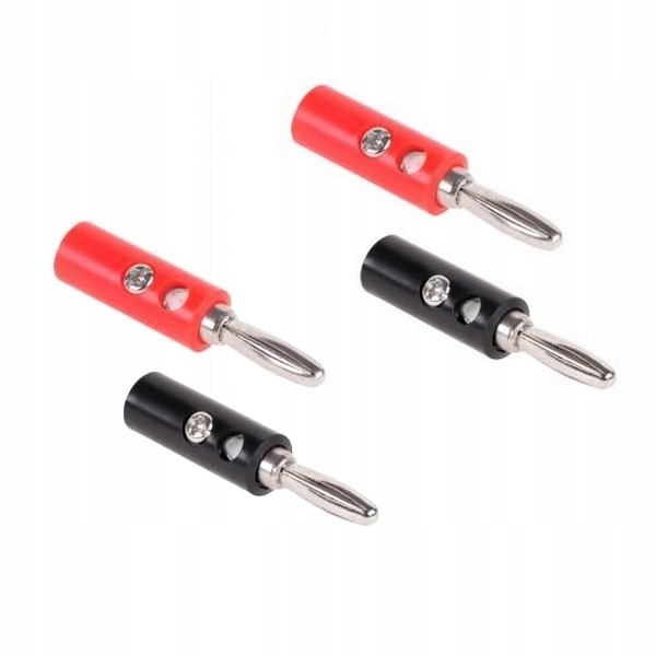 WTYK BANAN 4mm CZARNY CZERWONY NA KABEL 10szt