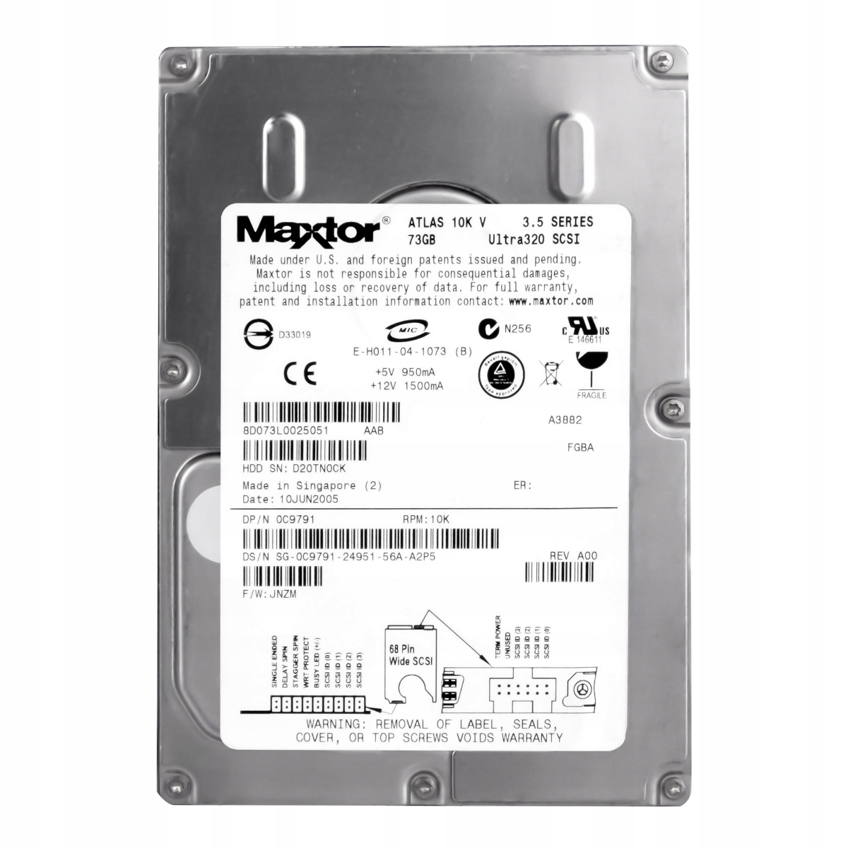 Dell 0C9791 73GB 10K Scsi U320 3,5" 8D073L0