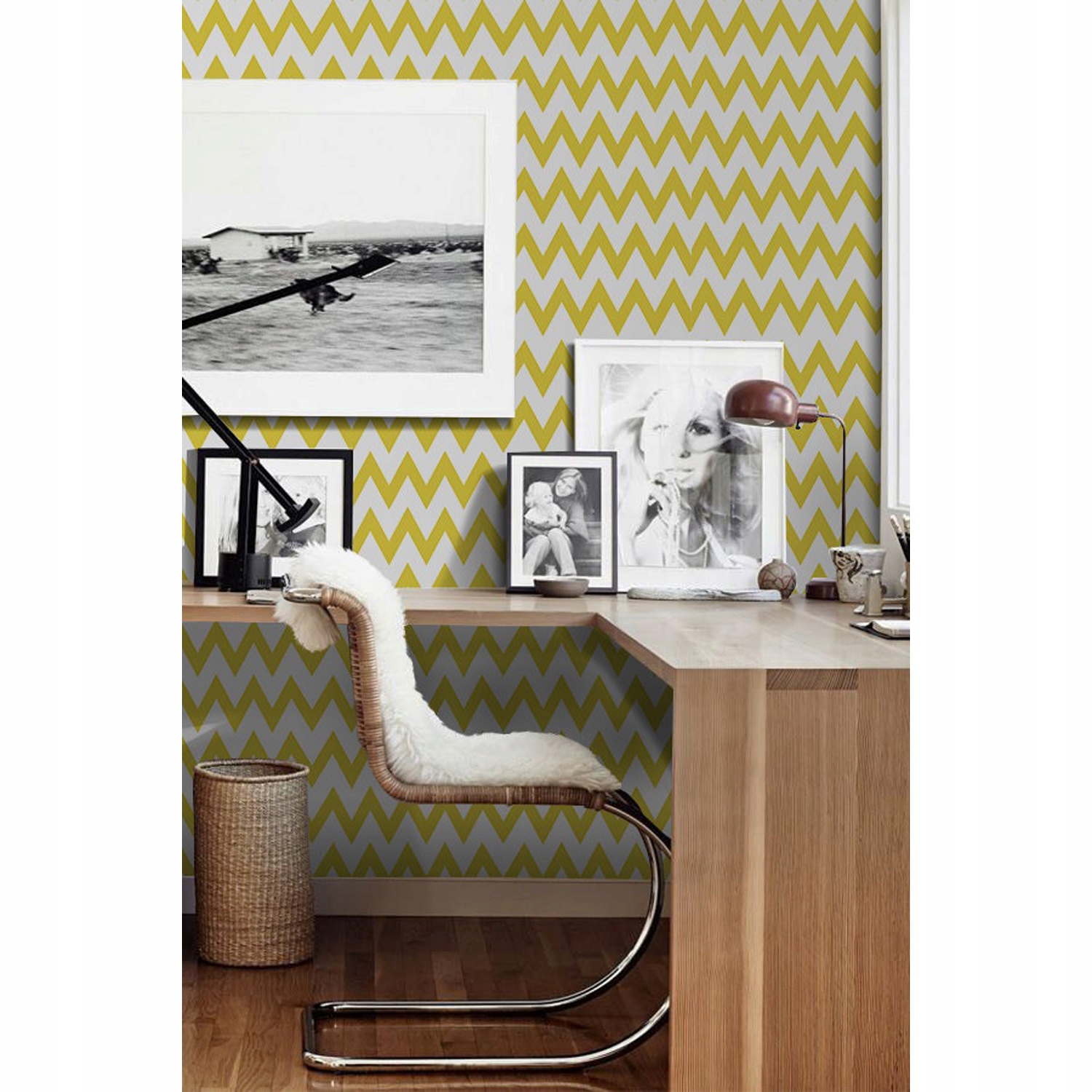 

Fototapeta do salonu Zygzak biało żółty 250x250 cm