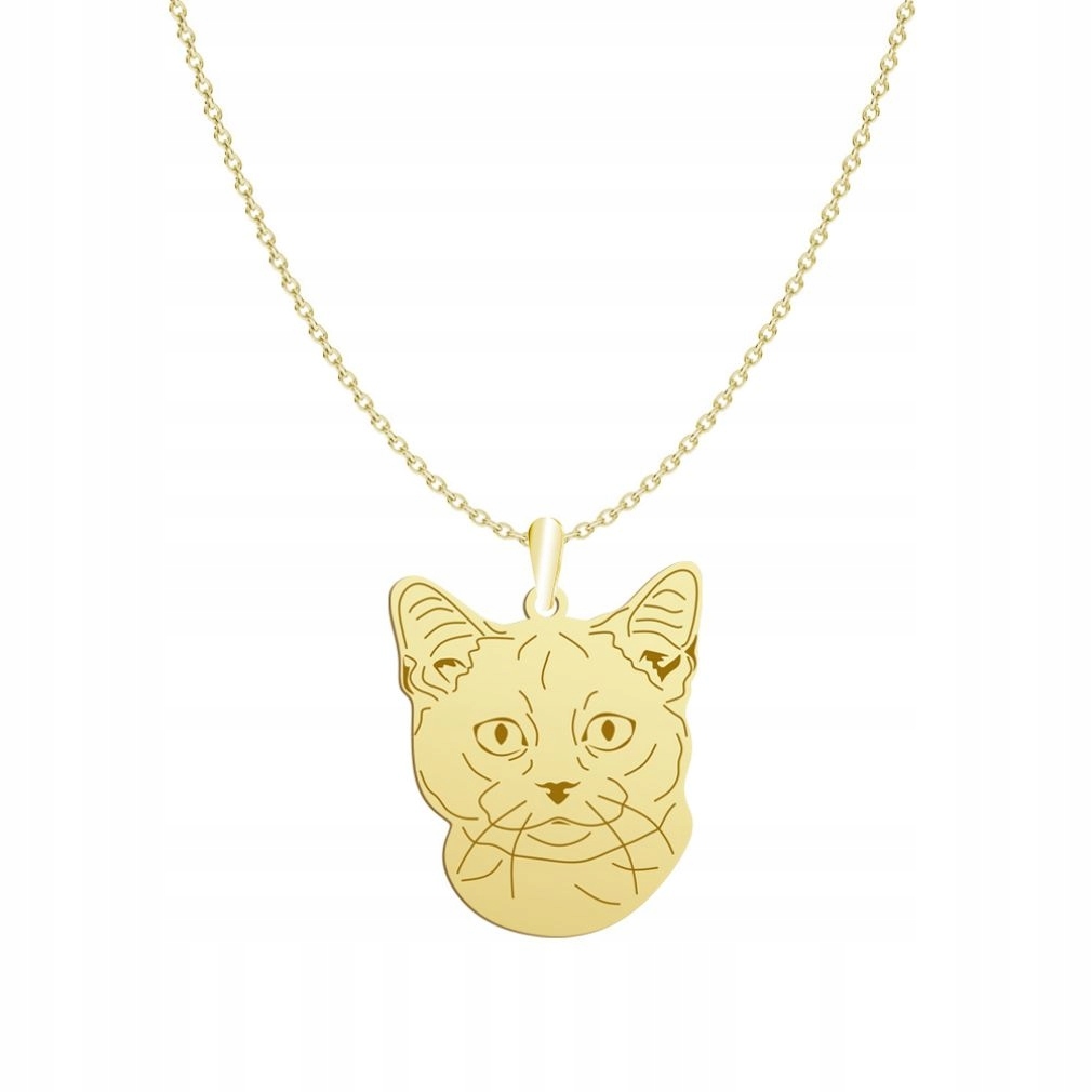 Zlatý náhrdelník s kočkou Munchkin 925 Řetízek Šperky Dárek Gravírování