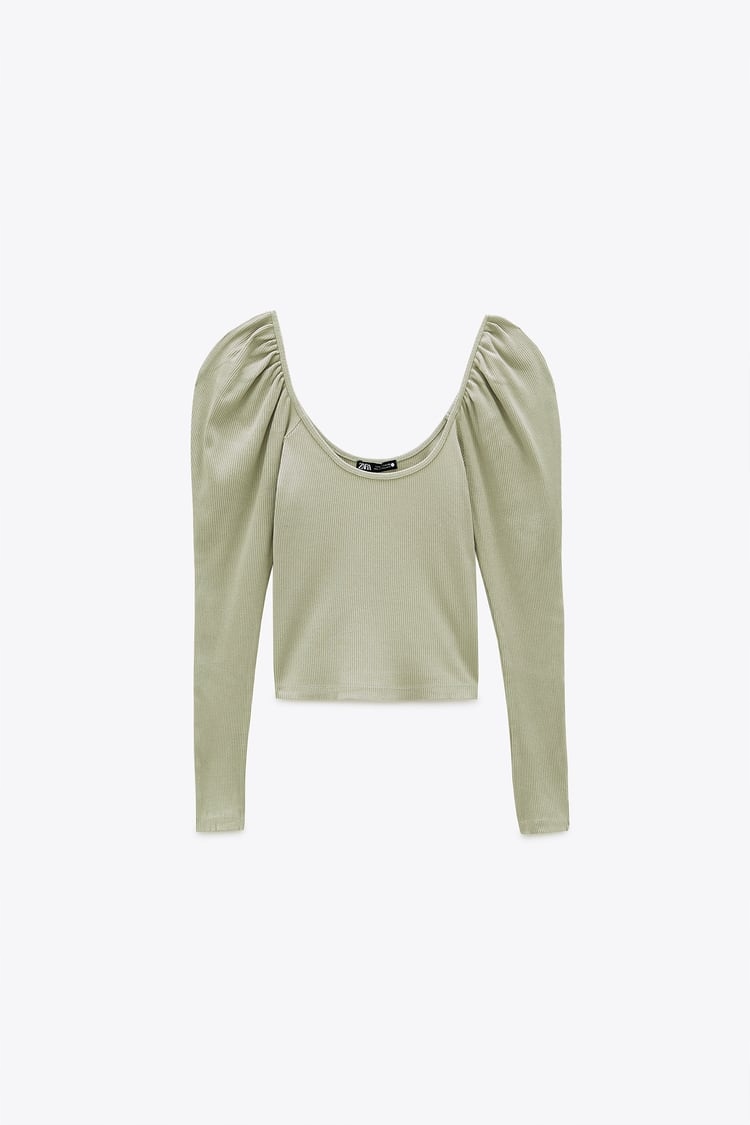 ZARA TOP Z BALONOWYM RĘKAWEM 0962645 Rozmiar L