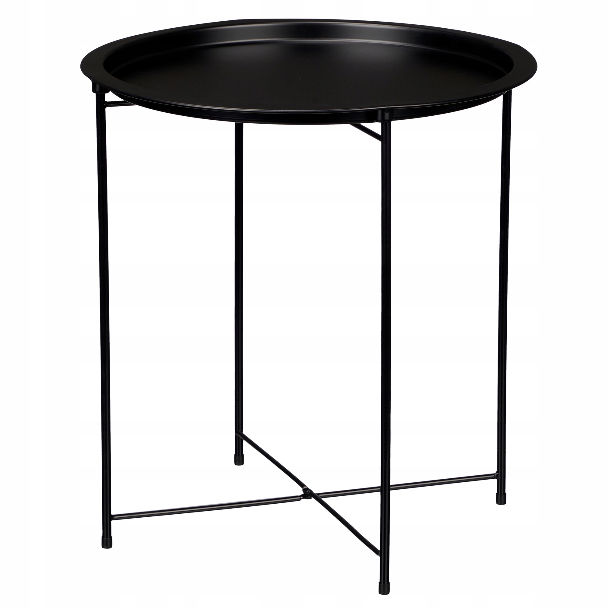 Kovowý Černý Konferenční Stolek Kulatý Skládací Ø 47 cm Do Obývacího Pokoje