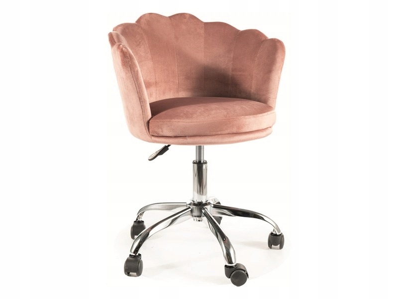 Otočné kreslo mušľa Rose Velvet Signal Ružová, strieborná základňa