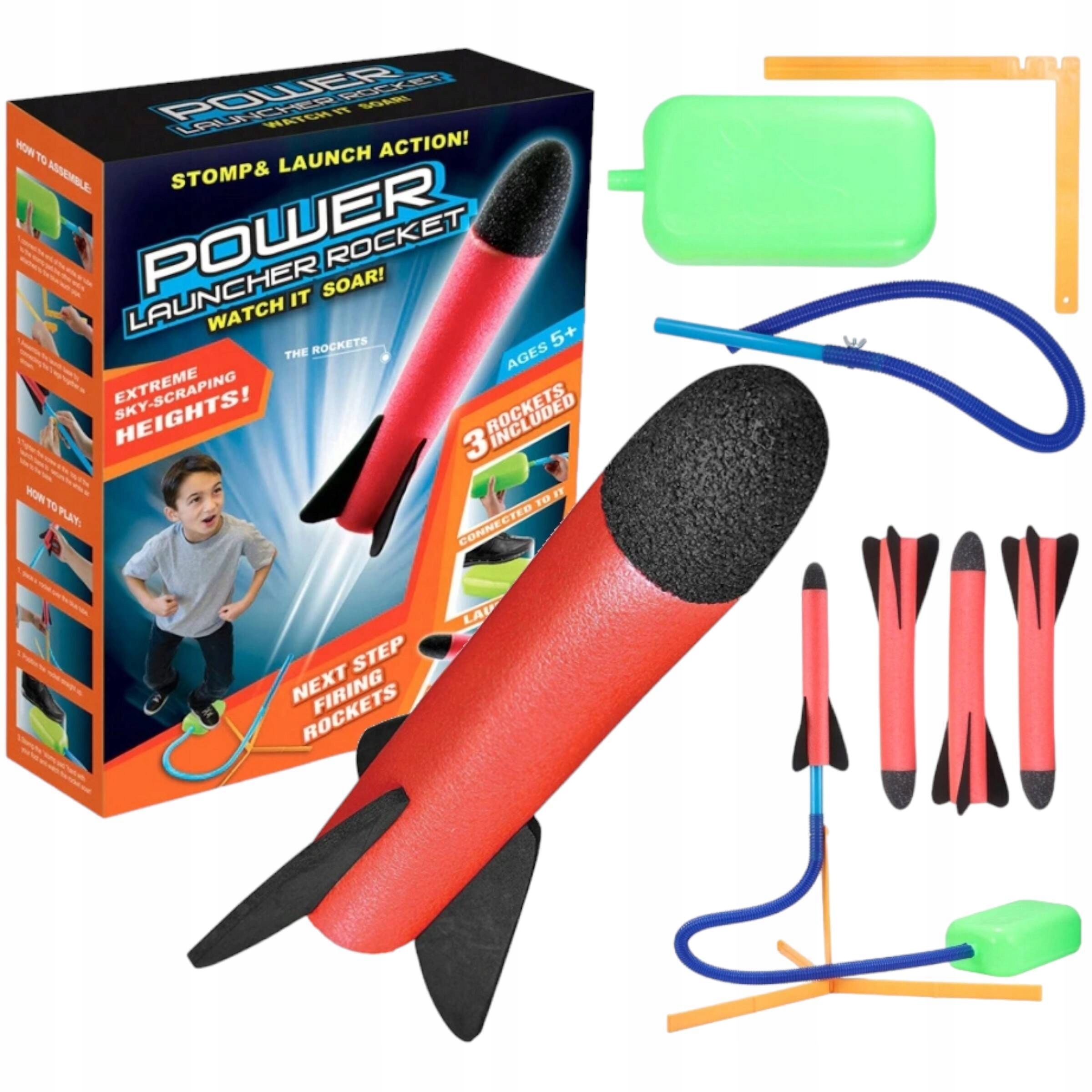 WYRZUTNIA RAKIET PIANKOWYCH POWER ROCKET LAUNCHER 3 RAKIETY PIANKOWE EVA