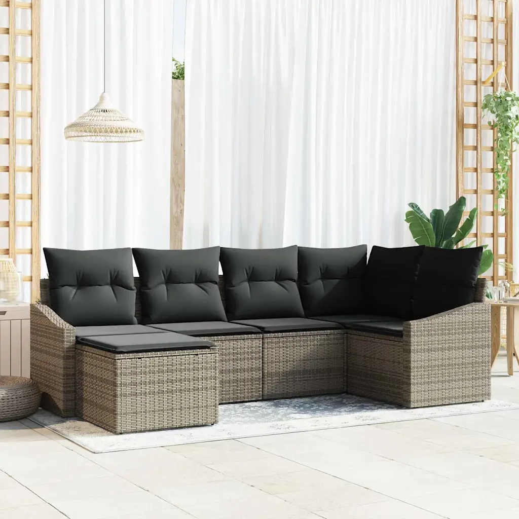 Sada zahradních pohovek 6 pcs Šedá Poly ratan Šedá 3346789