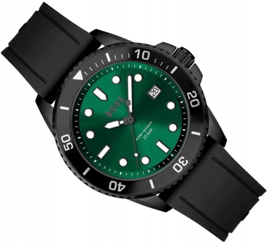 Originální Pánské Hodinky Hugo Boss 1513915 Ace Diver Green WR200 Data 43 mm