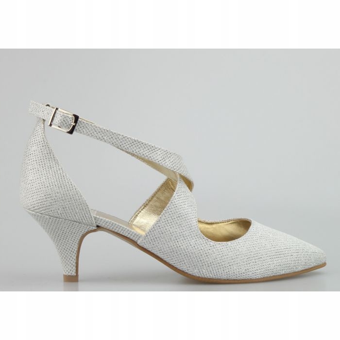 Stříbrné Lodičky Ekru S Páskem Na Svatba Butdam 36