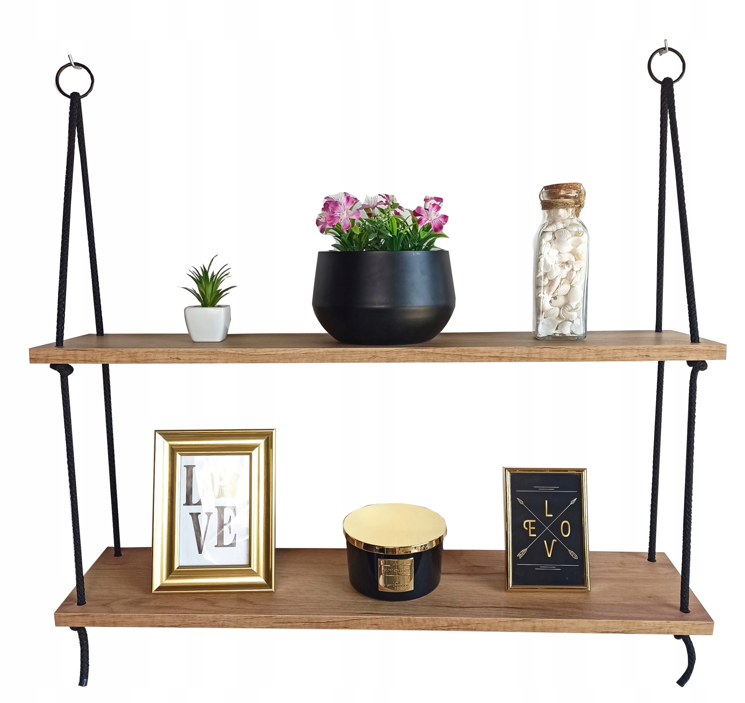 Półka wisząca na linie RUSTYKALNE INDUSTRIAL 80cm