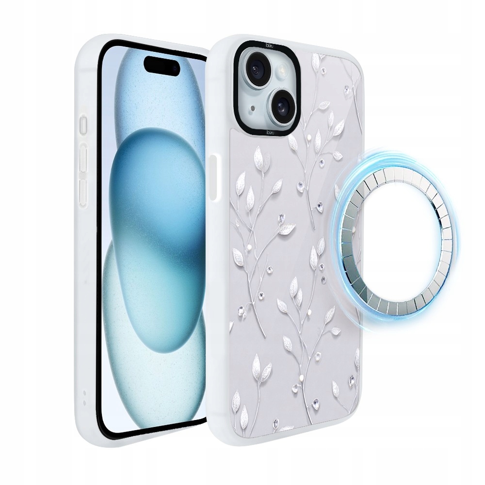 Pouzdro pro iPhone 15 Plus Ibizu DropGuard Matt s MagSafe, Ledové květy