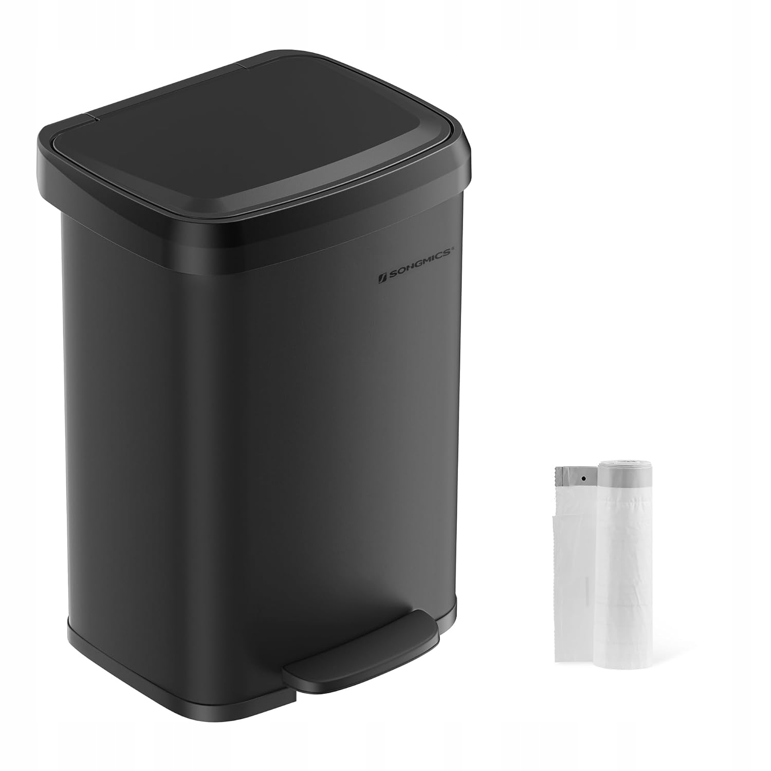 Levně Kuchyňský koš 50L černý s sáčky, uhlíkovým filtrem, praktický a moderní