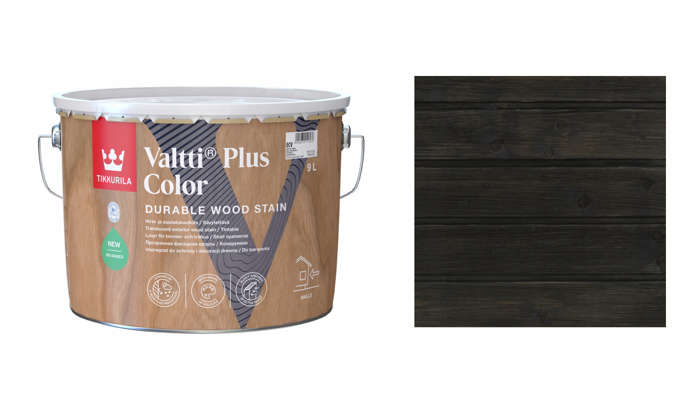 Tikkurila Valtti Plus Color 9L 219A Black Woodpecker Impregnace Rychleschnoucí