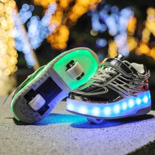 BUTOROLKI BUTY Z ROLKAMI ROLKI WROTKI LED SREBRNE Rozmiar 31