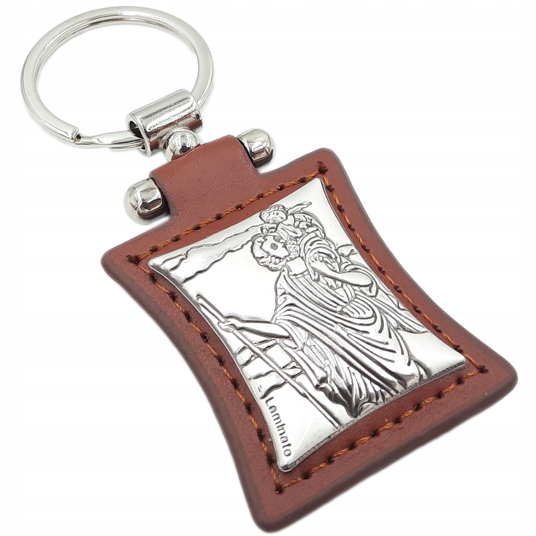 BRELOK SREBRZONY NA SKÓRCE do samochodu - włoski