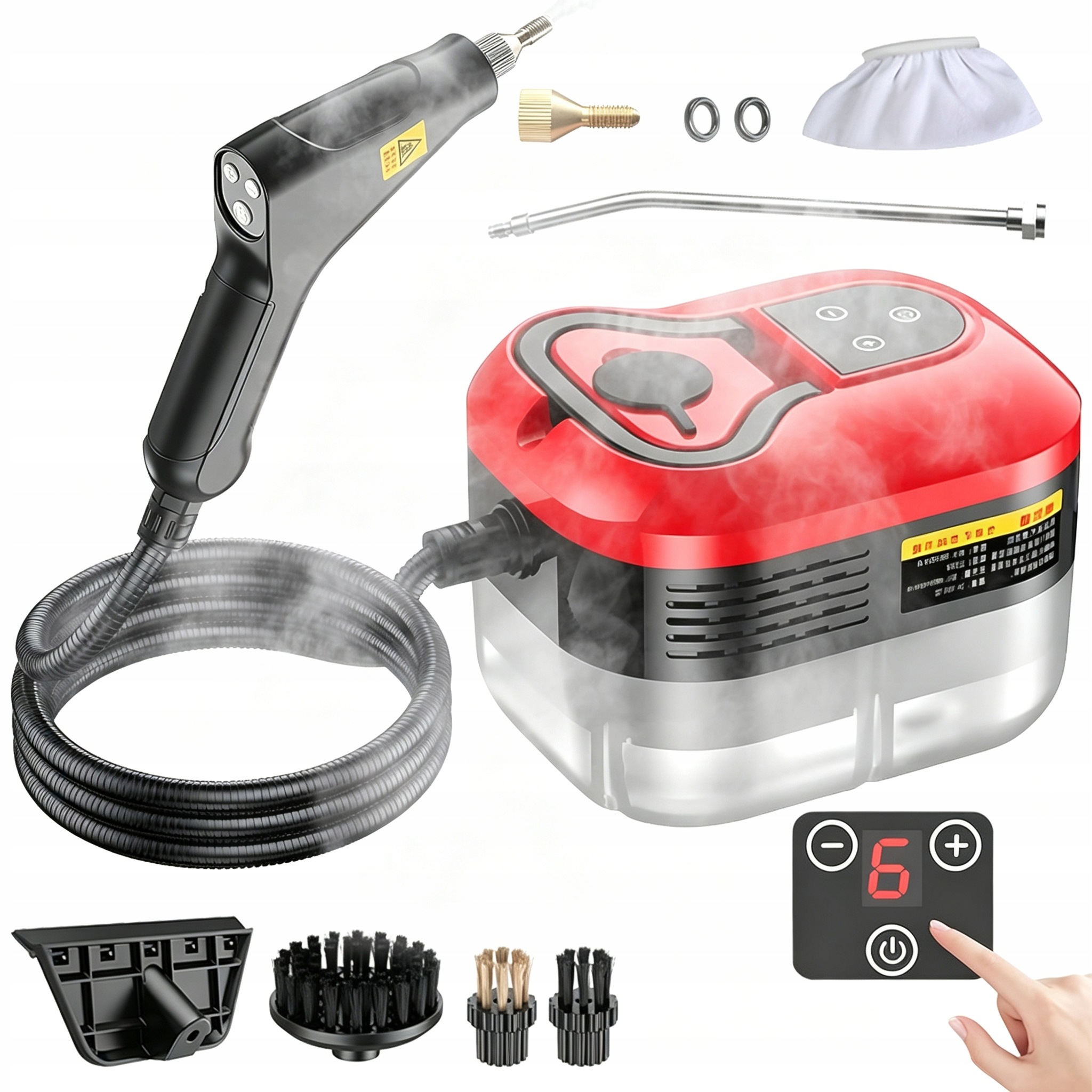 Parní Čistič, Parní Čistič Na Dlaždice, Spáry, Sklo, 2500 W, Červená Barva, Dům