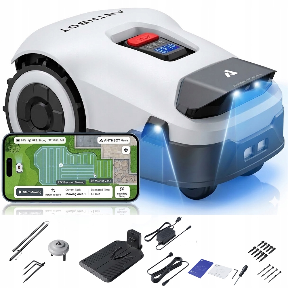 Robotická sekačka Anthbot Genie 800 Rtk Bezdrátová sekačka pro plochy do 1500 m2 s umělou inteligencí (ai)