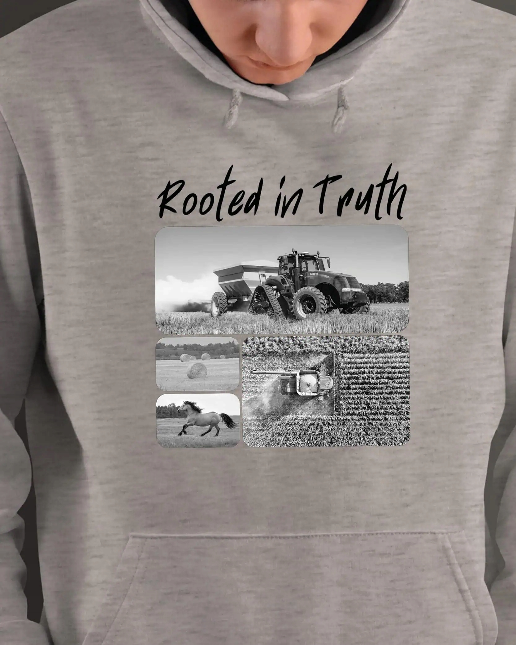 Mikina s kapucí Dárek pro farmáře Umělecká koláž Šedá XXL