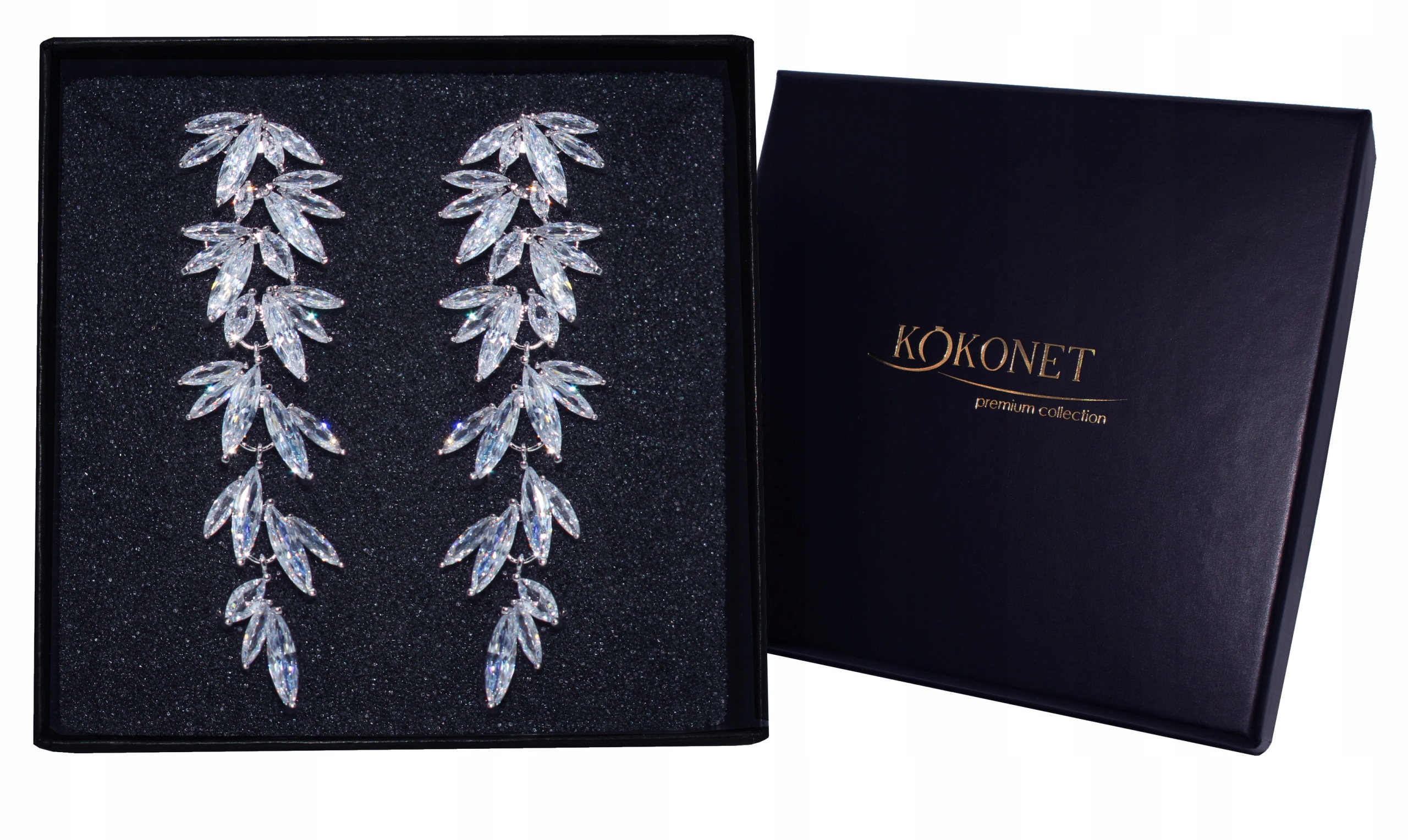 Unikátní náušnice svatební lístky stříbrné Swarovski