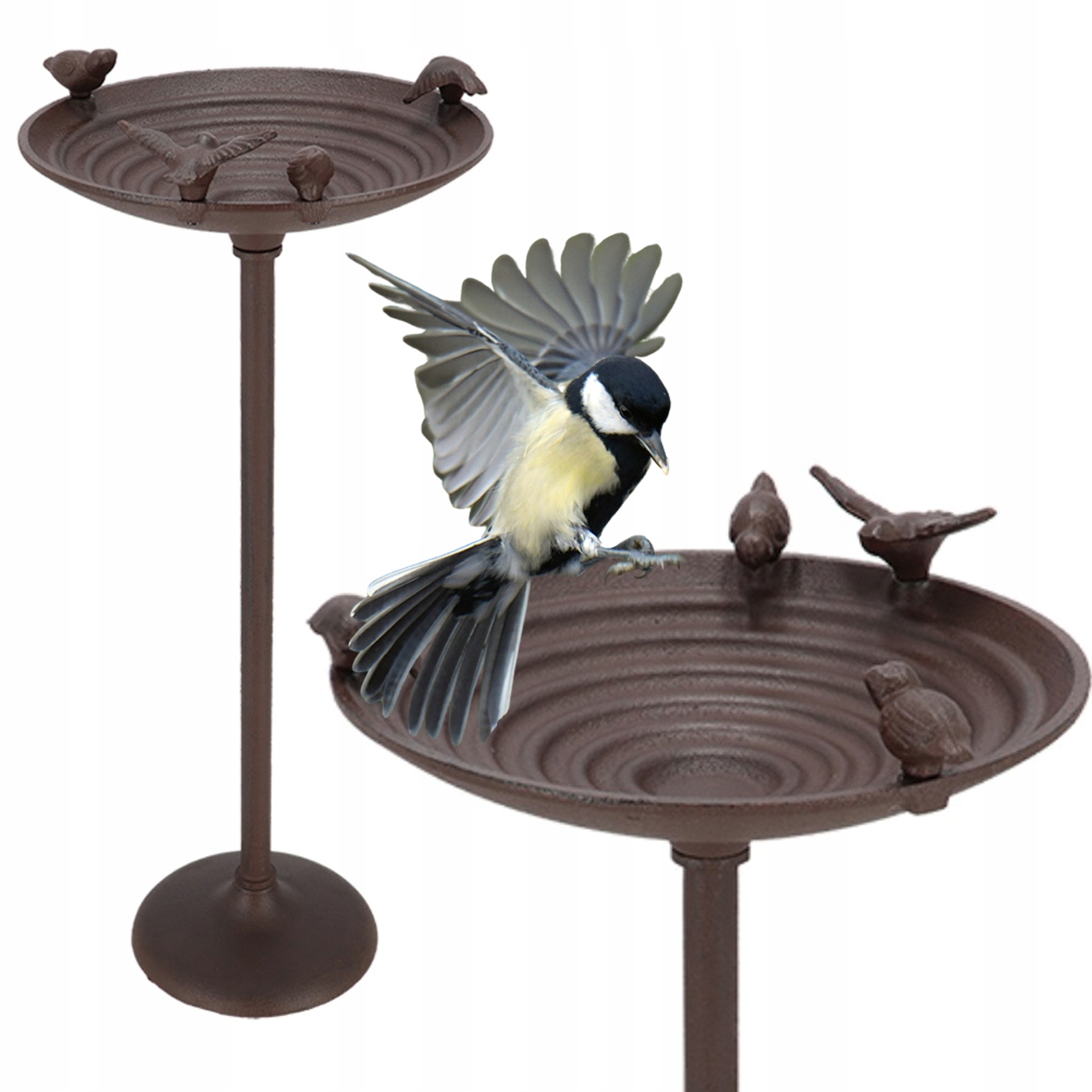 Záhradná napájačka Liatinové stojace kŕmidlo vaňa pre vtáky 60 cm