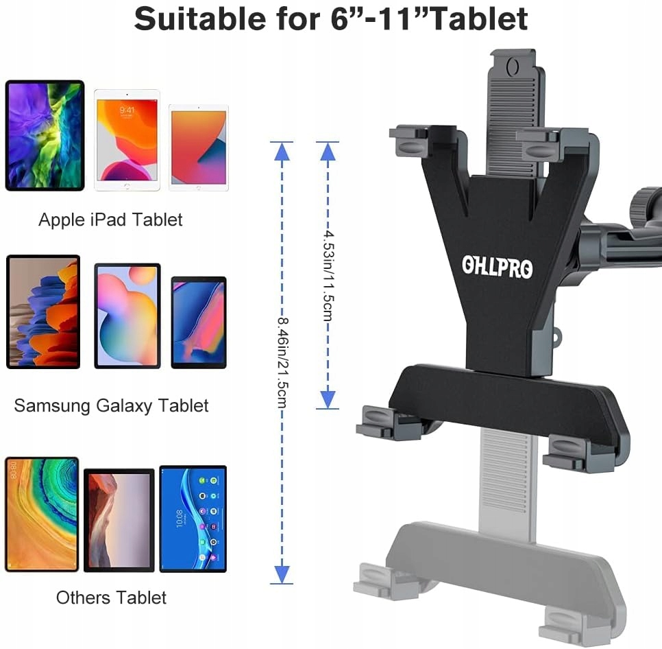 OHLPRO Uchwyt Samochodowy Na Tablet 360° Do iPad Samsung Huawei 6-11 Cal — miniatura 6