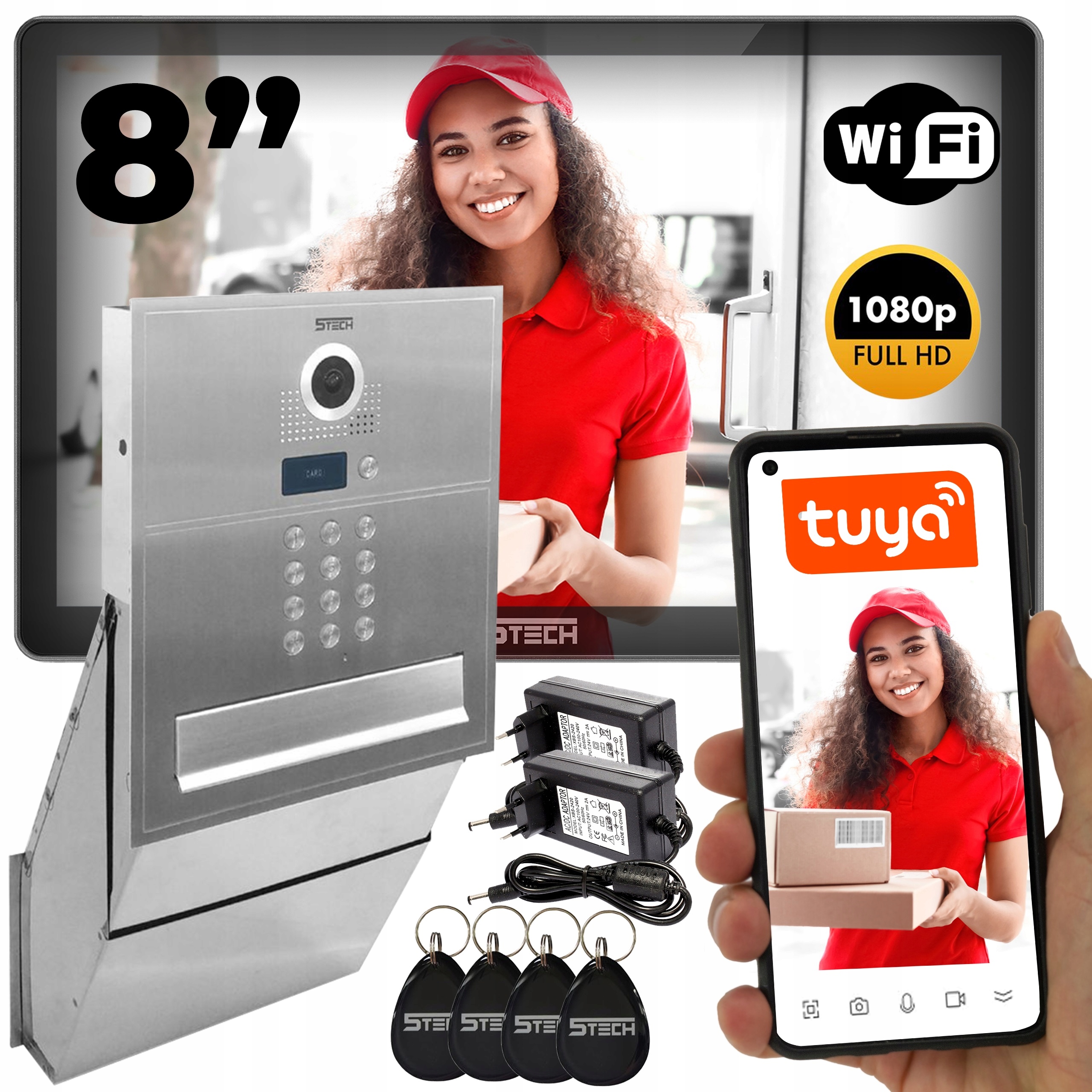 Lustrzany Wideodomofon ze skrzynką pocztową Wifi 5tech Verus 8" FullHD