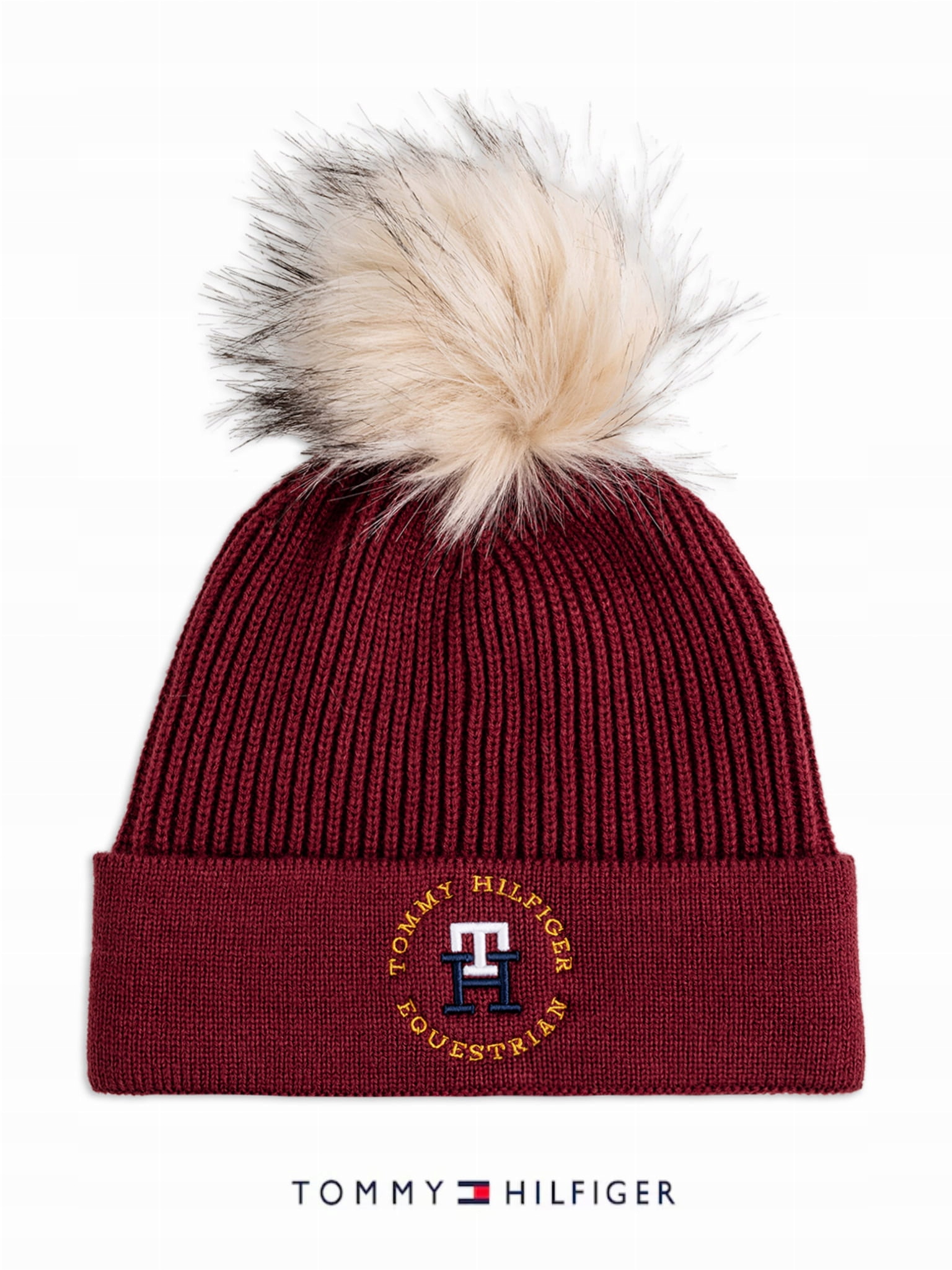 Tommy Hilfiger czapka Vancouver Pom Pom Beanie Rouge