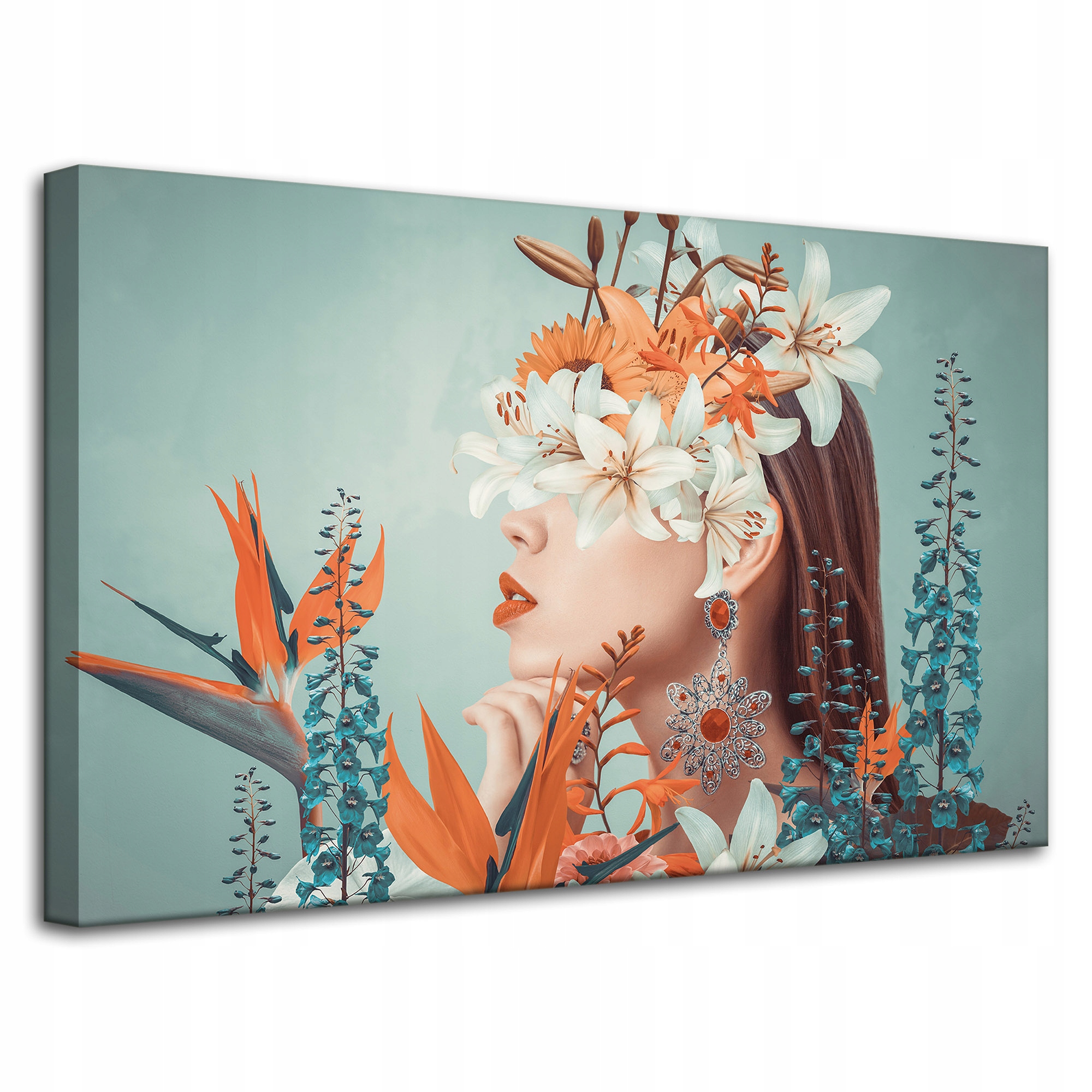 Obraz na plátně Žena Květiny Listy Příroda 80x50 cm