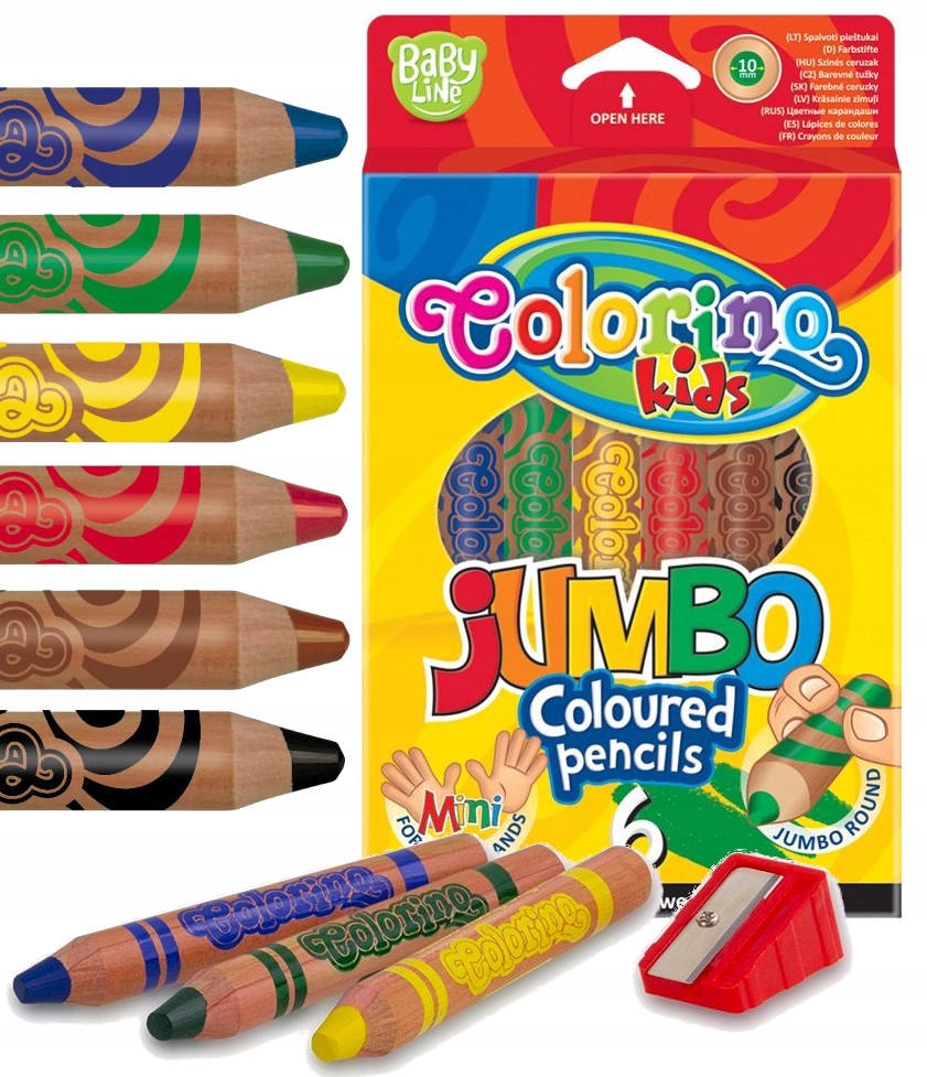 

Pierwsze kredki Jumbo naturalne drewno grube 6 kol