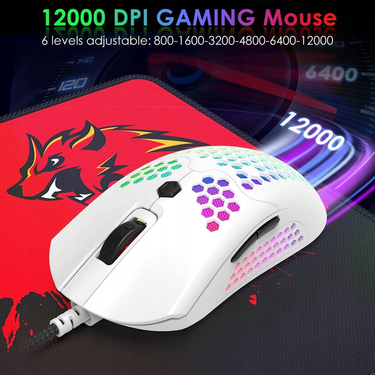 Podświetlana Klawiatura i Mysz Mechaniczna RGB - Motywem Plastra Miodu Interfejs USB