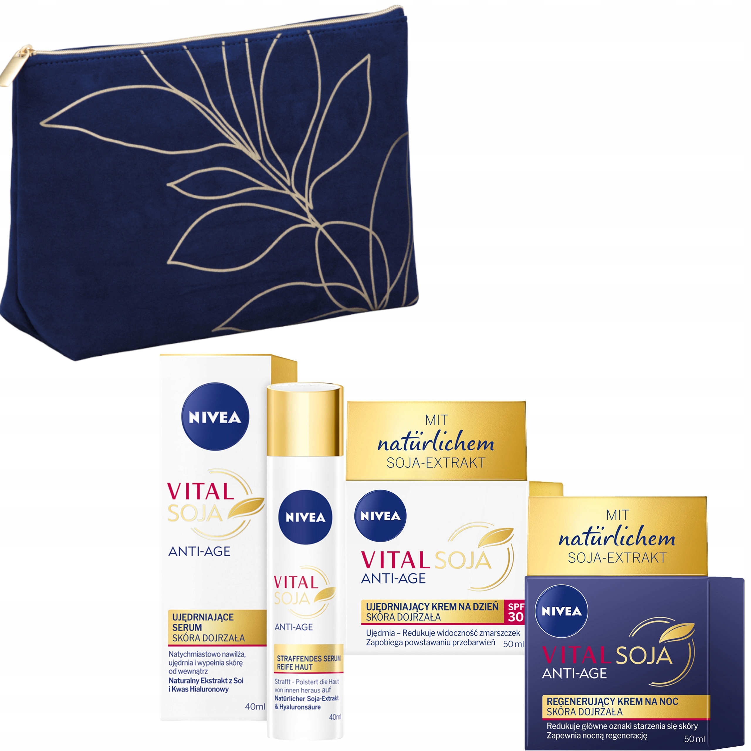 Sada proti vráskám na obličej Nivea 2 x krém sérum kosmetická taštička