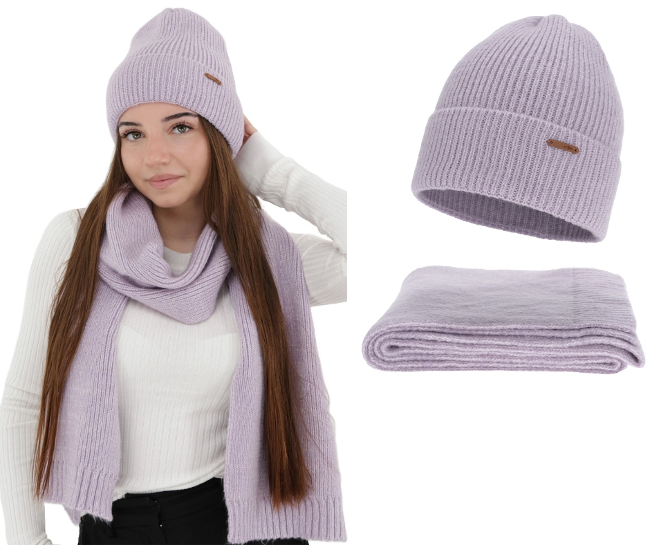 Dámská souprava: zimní čepice a šála z merino vlny