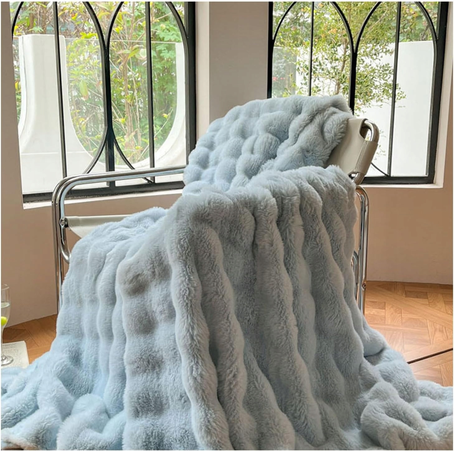 Plyšová deka Yiwu 200 x 230 cm, modrá