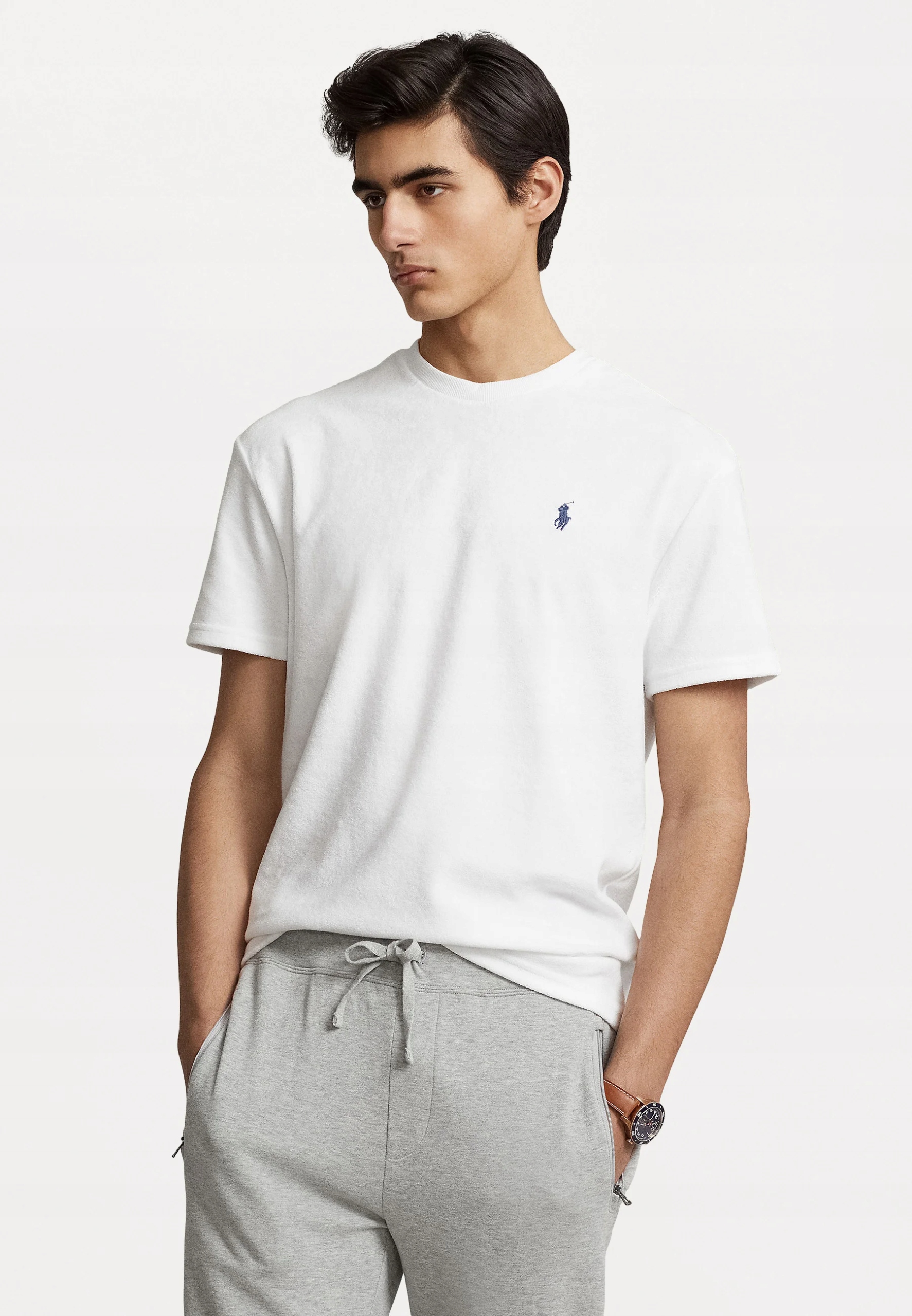 Polo Ralph Lauren tričko basic bílá bílá, modré logo, velikost S