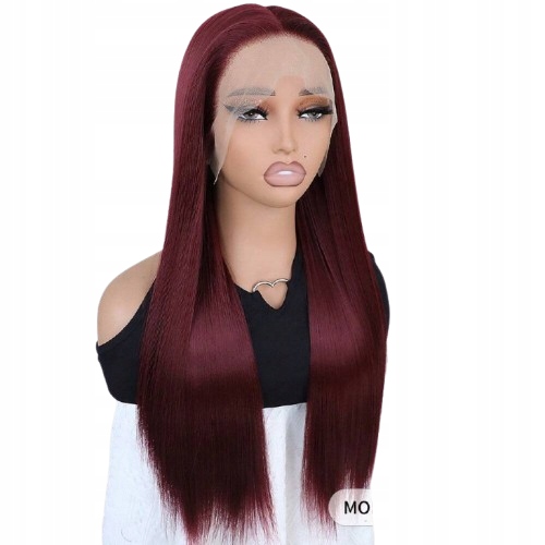 Shein Dámská Dlouhá Syntetická Bordová Paruka 26 palců 1GG