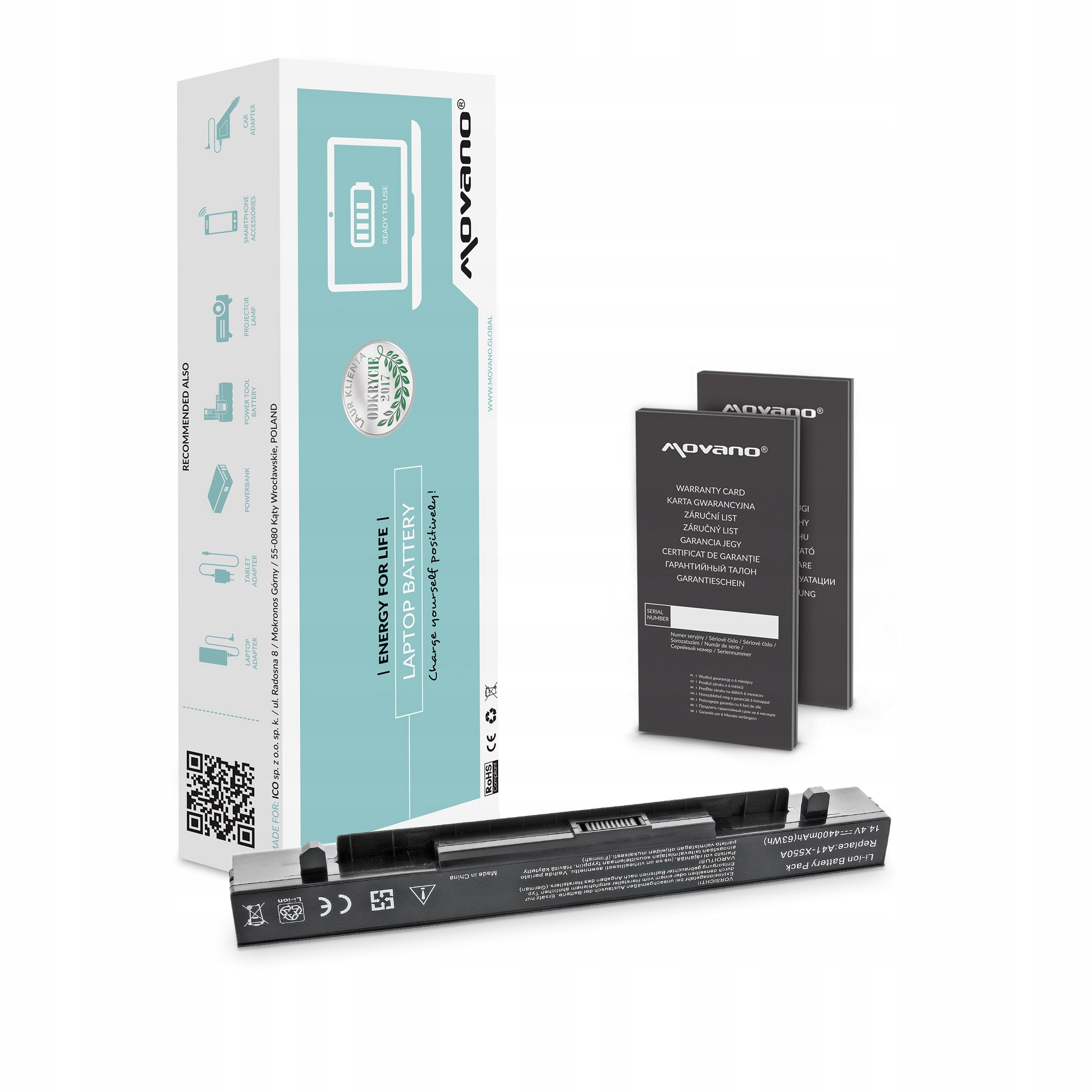 Baterie Movano pro Asus X550, A450, F450, K550 (4400 mAh)