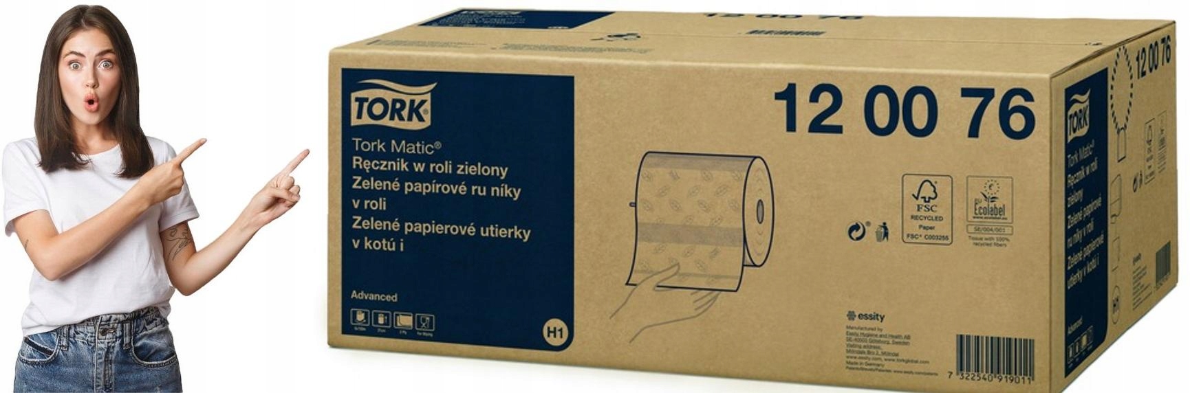 Levně Ručník v roli Tork H1 [6] zelený 290076/120076