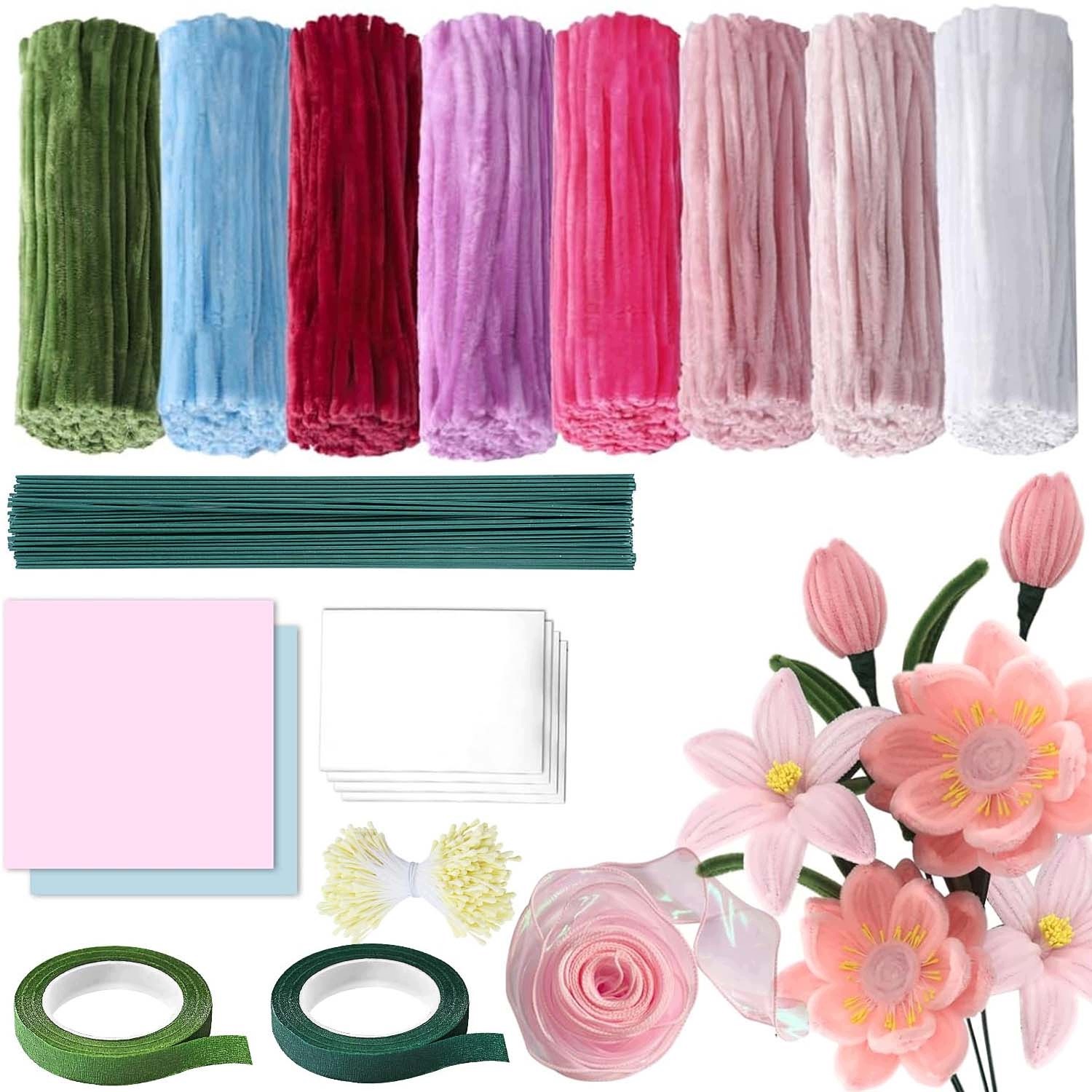 Ozdobné Drátky Kreativní Floristické Nadýchané Barevné Vytěráky 600 Ks