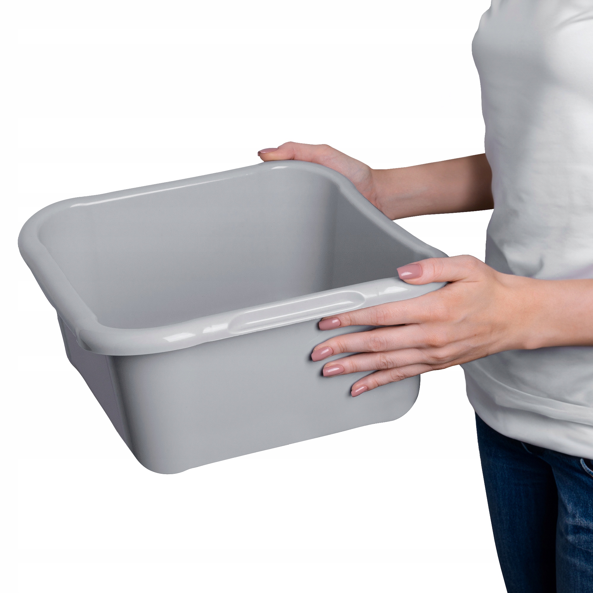 MISKA KWADRATOWA PLASTIKOWA 8L JASNY POPIEL MIEDNICA DUŻA UCHWYTY Stan opakowania oryginalne