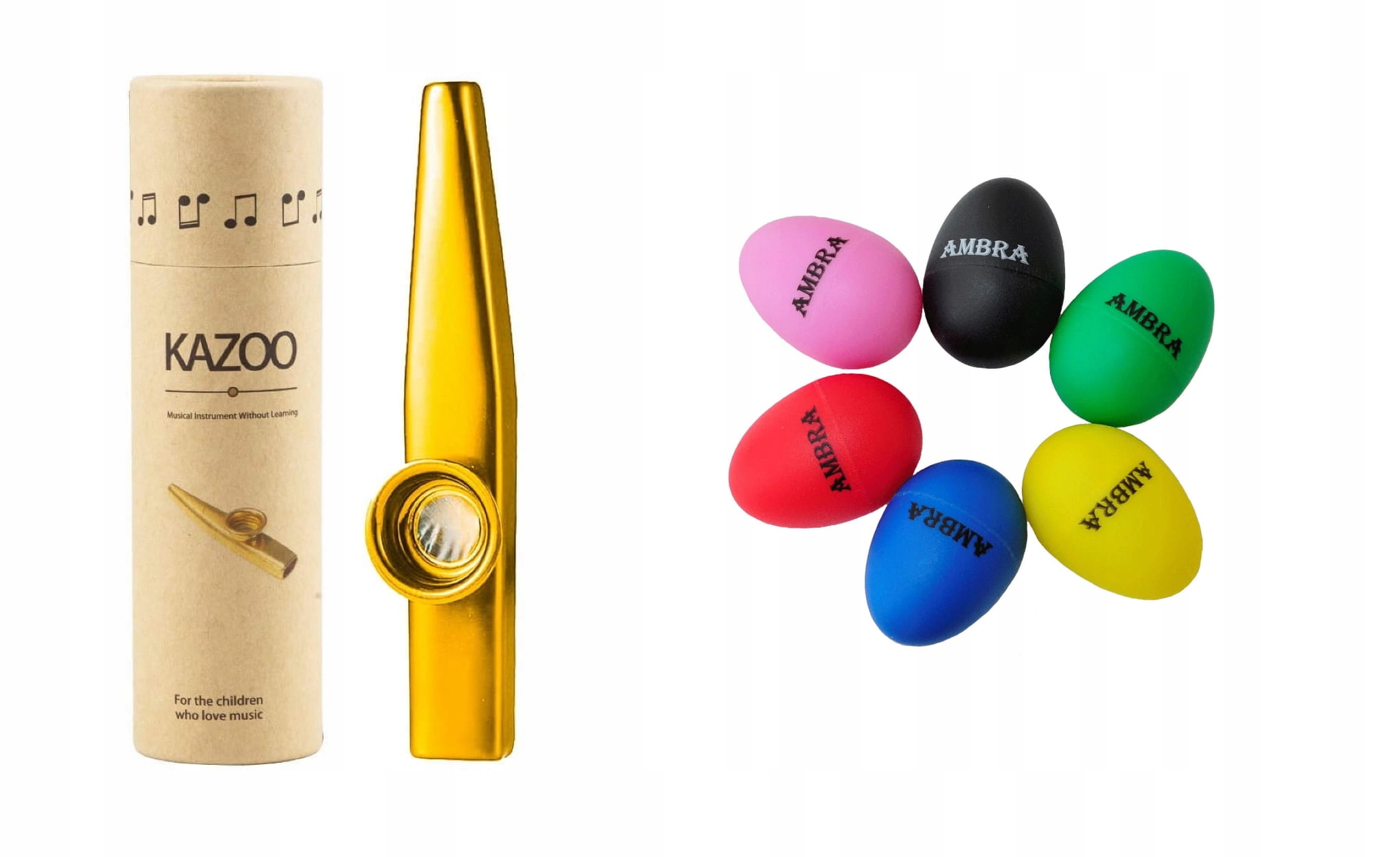 PROMO - KAZOO METALOWE GOLD + ETUI + EGG SHAKER