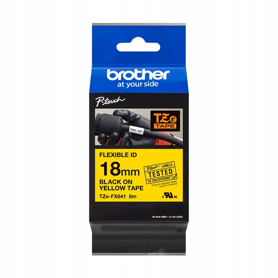 Brother TZEFX641 TZE-FX641 18mm taśma elastyczna czarne na żółtym 8m
