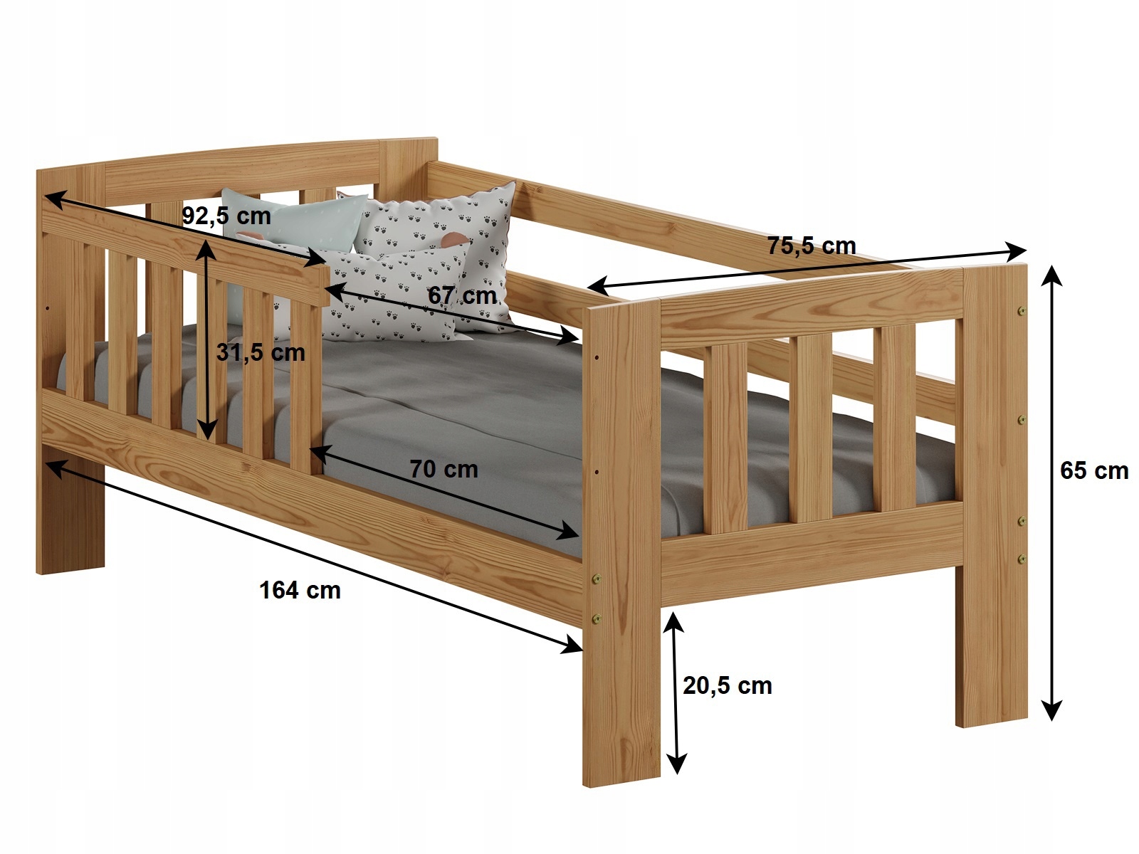 ŁÓŻKO DZIECIĘCE DREWNIANE ALA 160X70 OLCHA Marka Meble Magnat