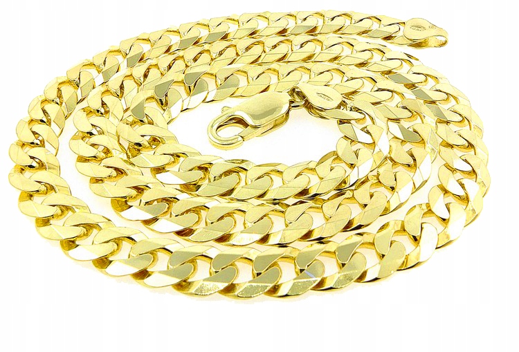 ŁAŃCUSZEK SREBRNY MĘSKI 925 PANCERKA ZŁOCONY PEŁNY 7 MM. 55 cm + GRAWER Szerokość produktu 0.65 cm